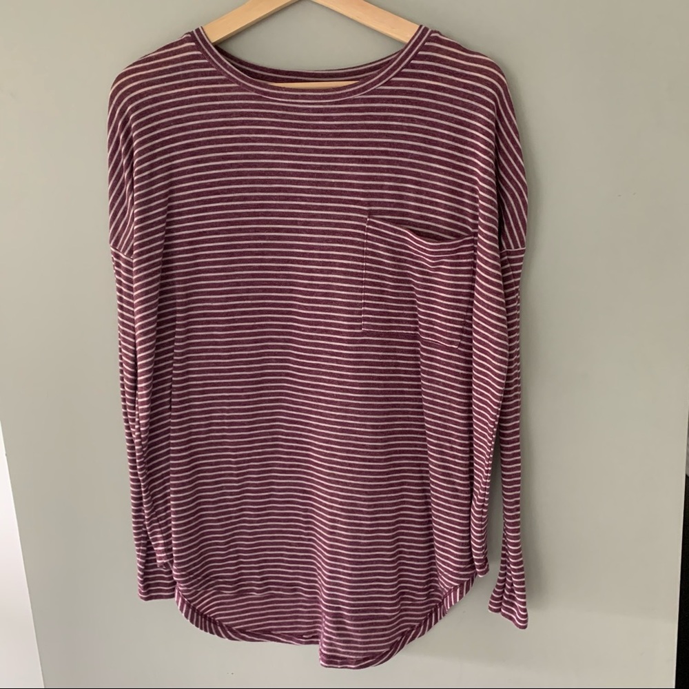 Striped Maroon and White Long-sleeve